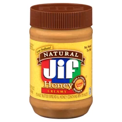 Jif Natural Creamy Peanut Butter Spread and Honey – Contains 80% Peanuts, 16 Ounces