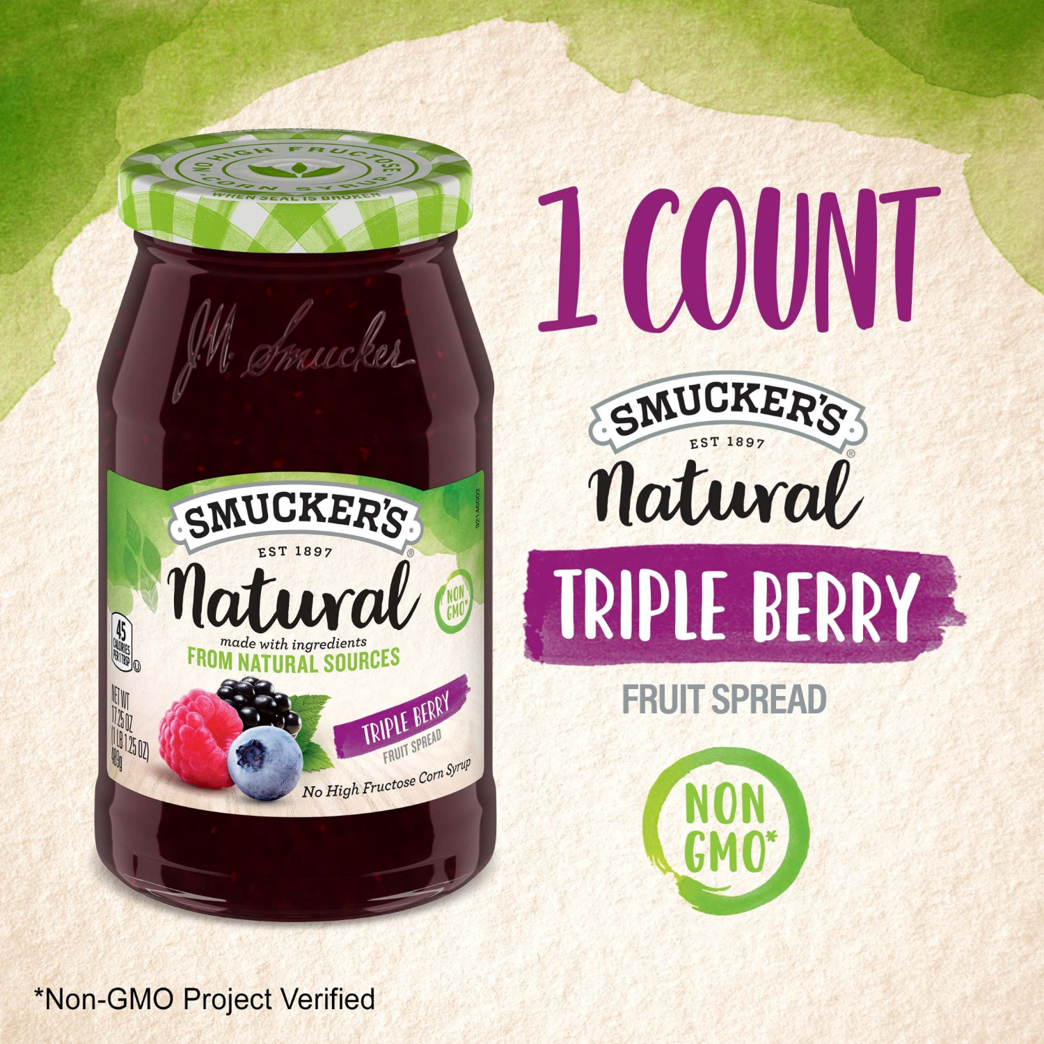 slide 2 of 7, Smucker's Natural Triple Berry Fruit Spread - 17.25 oz, 17.25 oz