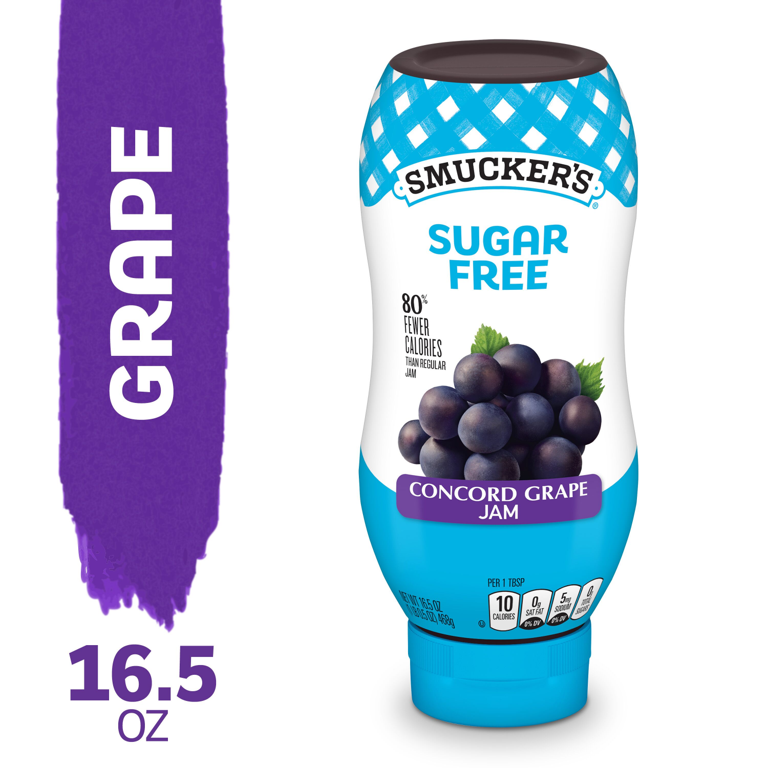 slide 1 of 8, Smucker's Smucker’s Squeeze Sugar Free Concord Grape Jam, 16.5 oz. Bottle, 16.5 oz