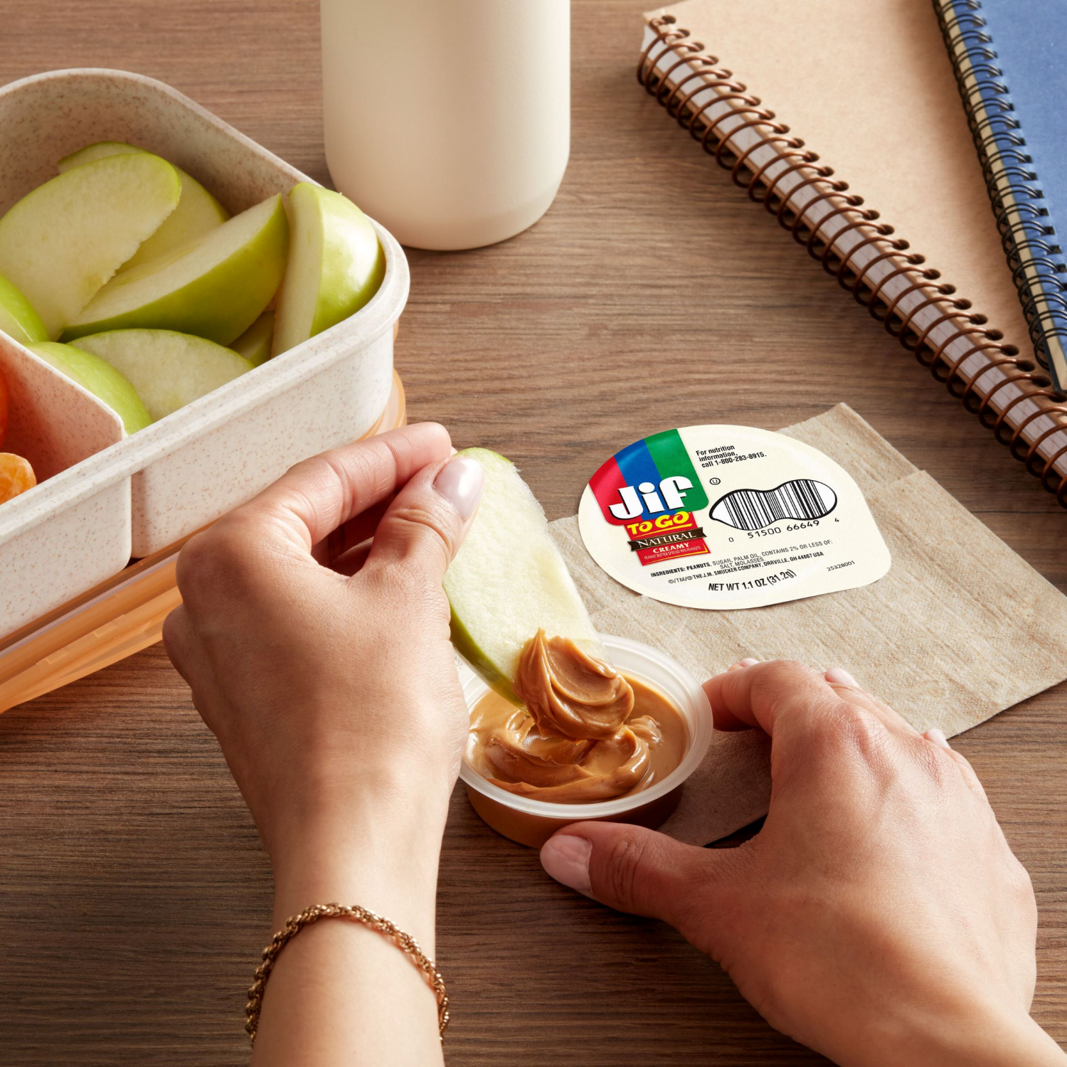 slide 3 of 7, Jif To Go Natural Peanut Butter Snack Cups, 8 ct / 1.1 oz