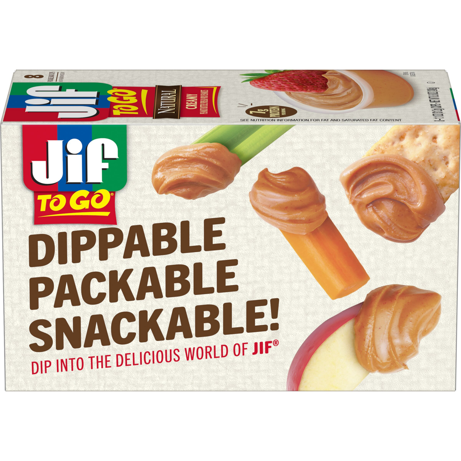 slide 6 of 7, Jif To Go Natural Peanut Butter Snack Cups, 8 ct / 1.1 oz