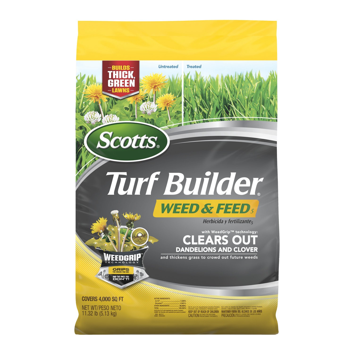 slide 1 of 6, Scotts Turf Builder 11.32-lb 4000-sq ft 26-0-3 All Purpose Weed and Feed Fertilizer, 1 ct
