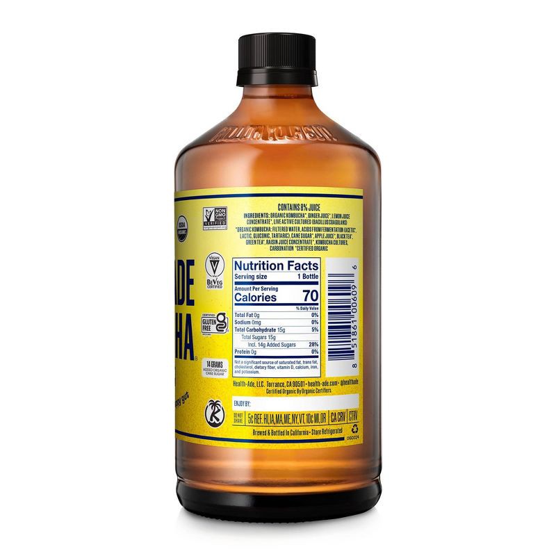 slide 2 of 10, Health-Ade Health Ade Organic Vegan Ginger Lemon Kombucha - 16 fl oz, 16 fl oz