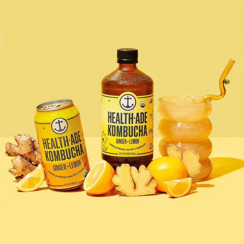 slide 7 of 10, Health-Ade Health Ade Organic Vegan Ginger Lemon Kombucha - 16 fl oz, 16 fl oz