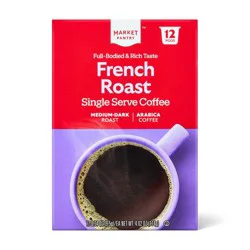 100% Arabica French Roast Medium Dark Roast Coffee - Single Serve Pods - 12ct - Market Pantry™
