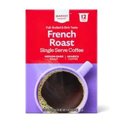 100% Arabica French Roast Medium Dark Roast Coffee - Single Serve Pods - 12ct - Market Pantry™