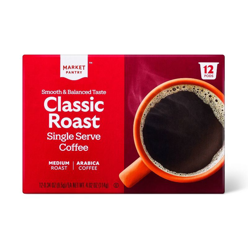 slide 1 of 5, Premium Roast Medium Roast Coffee - Single Serve Pods - 12ct - Market Pantry™, 12 ct