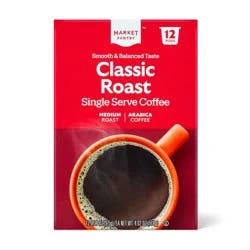 Premium Roast Medium Roast Coffee - Single Serve Pods - 12ct - Market Pantry: Compatible With Keurig, Unflavored