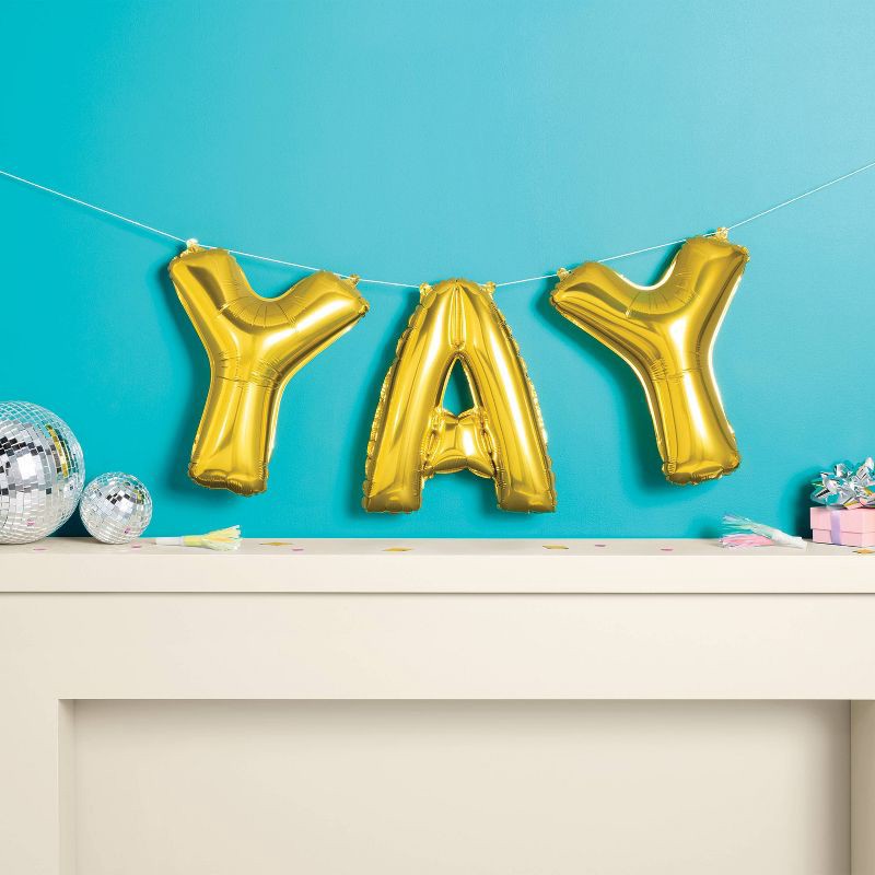 slide 2 of 4, "Yay" Foil Balloon Banner Gold - Spritz™, 1 ct