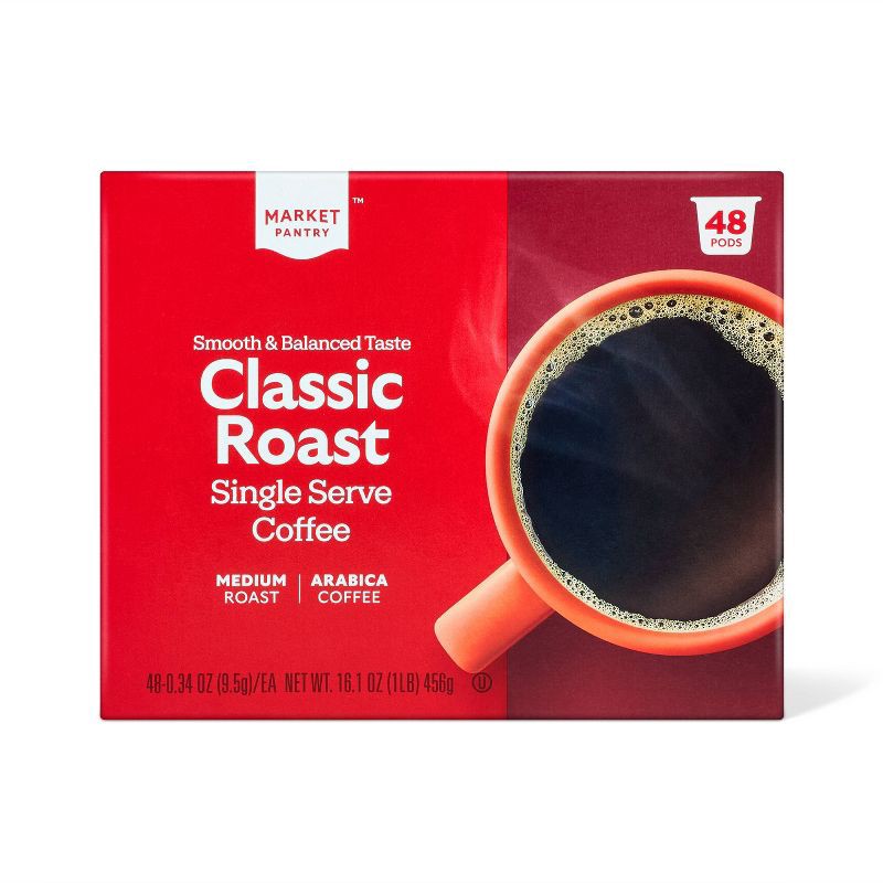 slide 1 of 3, Premium Roast Medium Roast Coffee - Single Serve Pods - 48ct - Market Pantry™, 48 ct