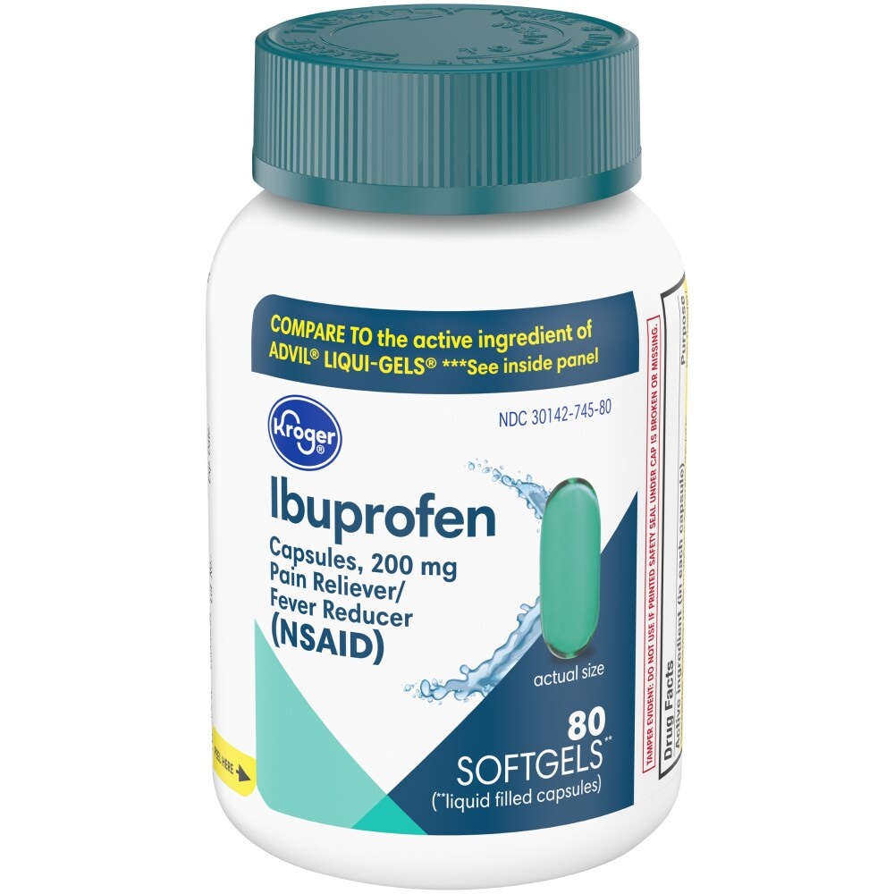 slide 1 of 1, Kroger Ibuprofen 200 Mg Softgels, 80 ct