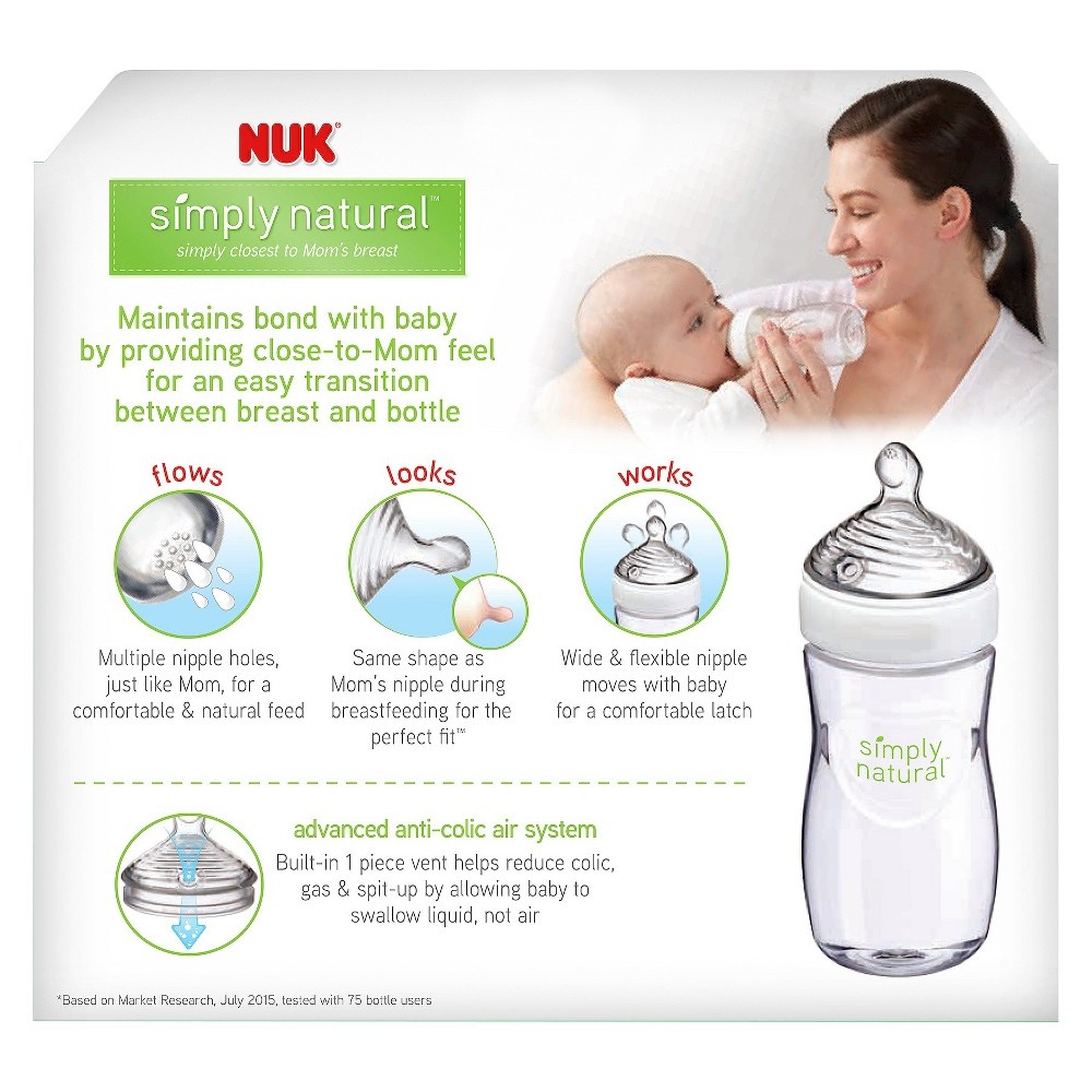 slide 4 of 7, NUK Simply Natural Bottle, 9 oz, 3 ct