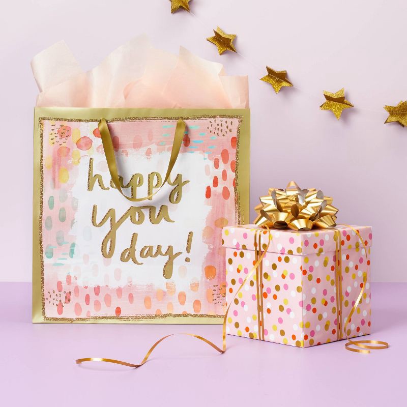 slide 2 of 3, Large Happy You Day Watercolor Gift Bag - Spritz™, 1 ct