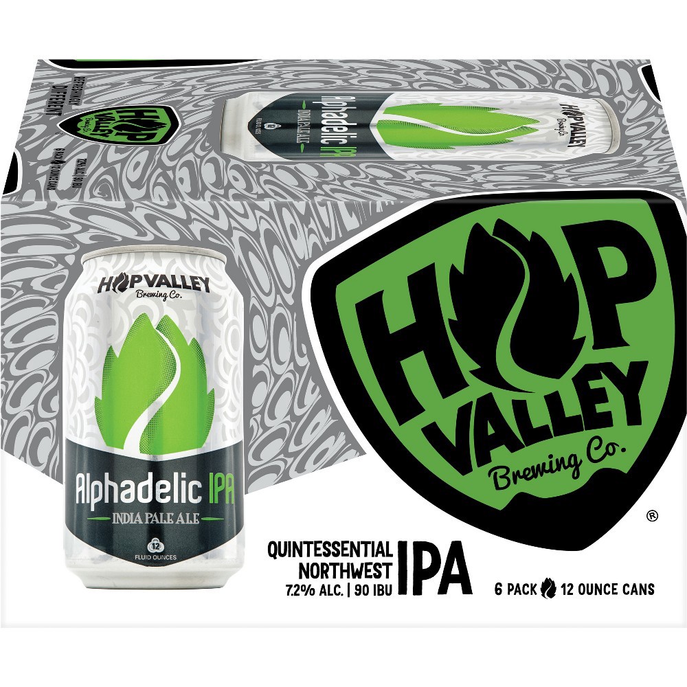 slide 3 of 5, Hop Valley Brewing Co. Hop Valley Alphadelic IPA Beer - 6pk/12 fl oz Cans, 6 ct; 12 fl oz