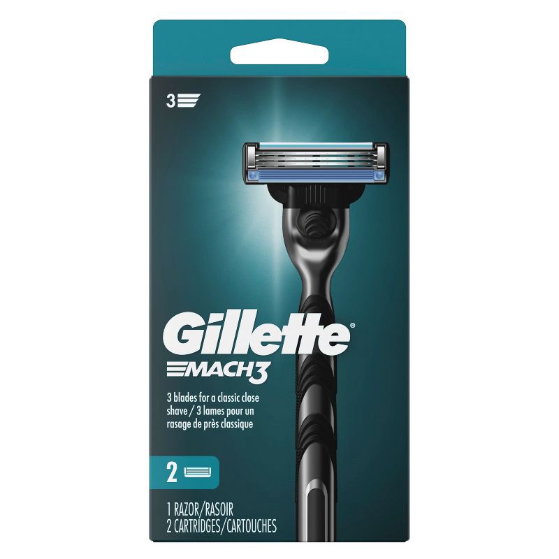 slide 2 of 8, Gillette Mach3 Men's Razor + 2 Razor Blade Refills, 1 ct