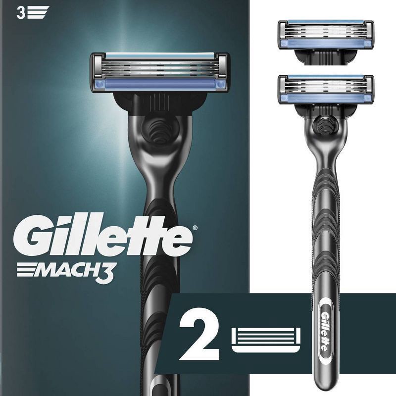 slide 1 of 8, Gillette Mach3 Men's Razor + 2 Razor Blade Refills, 1 ct