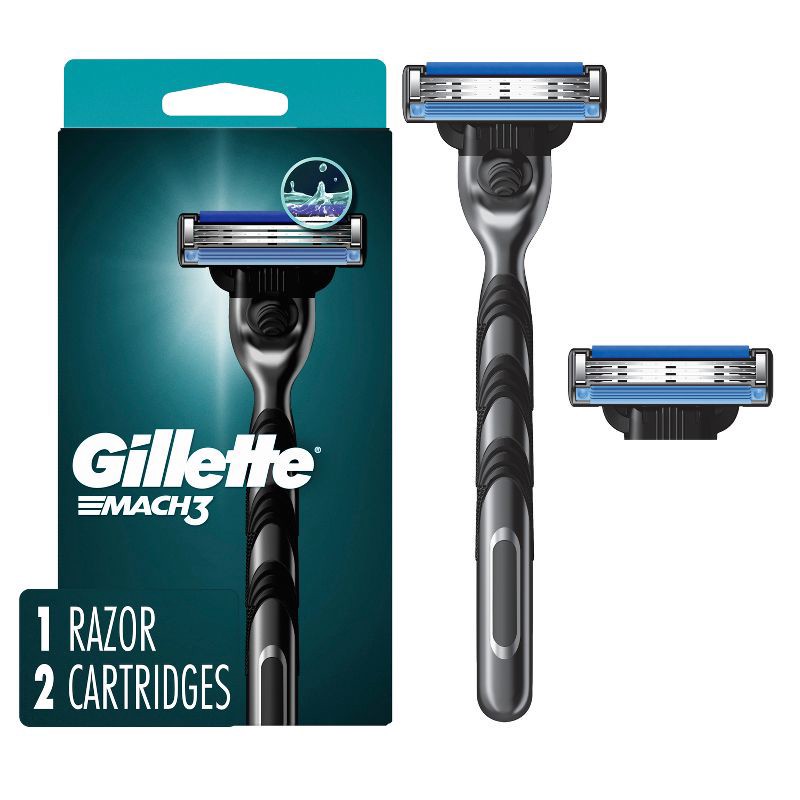 slide 1 of 9, Gillette Mach3 Men's Razor + 2 Razor Blade Refills, 1 ct