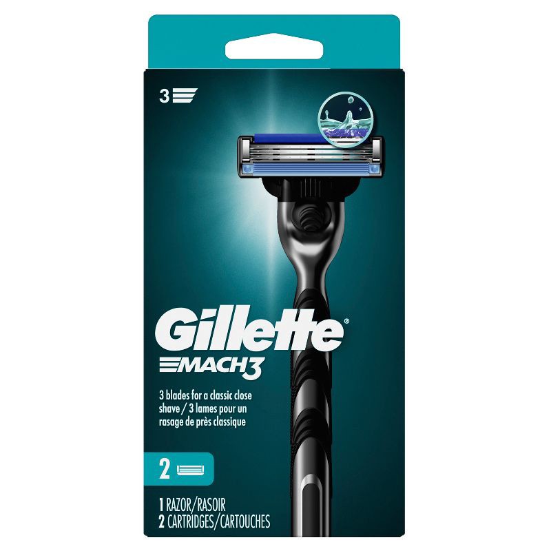 slide 8 of 9, Gillette Mach3 Men's Razor + 2 Razor Blade Refills, 1 ct