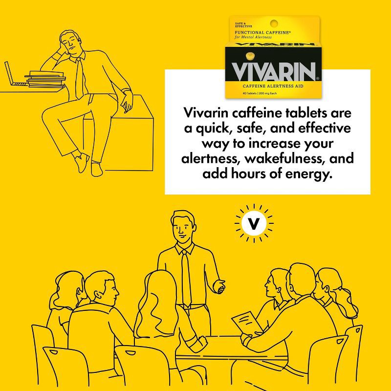 slide 5 of 8, Vivarin Caffeine Alertness Aid Tablets - 40ct, 40 ct