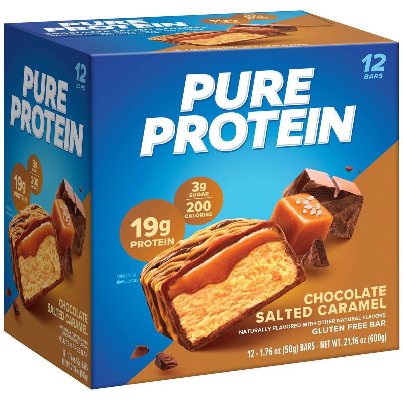 slide 4 of 6, Pure Protein 19g Protein Bar - Chocolate Salted Caramel - 12ct, 19 gram, 12 ct