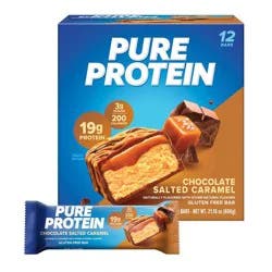 Pure Protein Chocolate Salted Caramel Whey Protein Isolate Bars - 19g Protein - 12ct