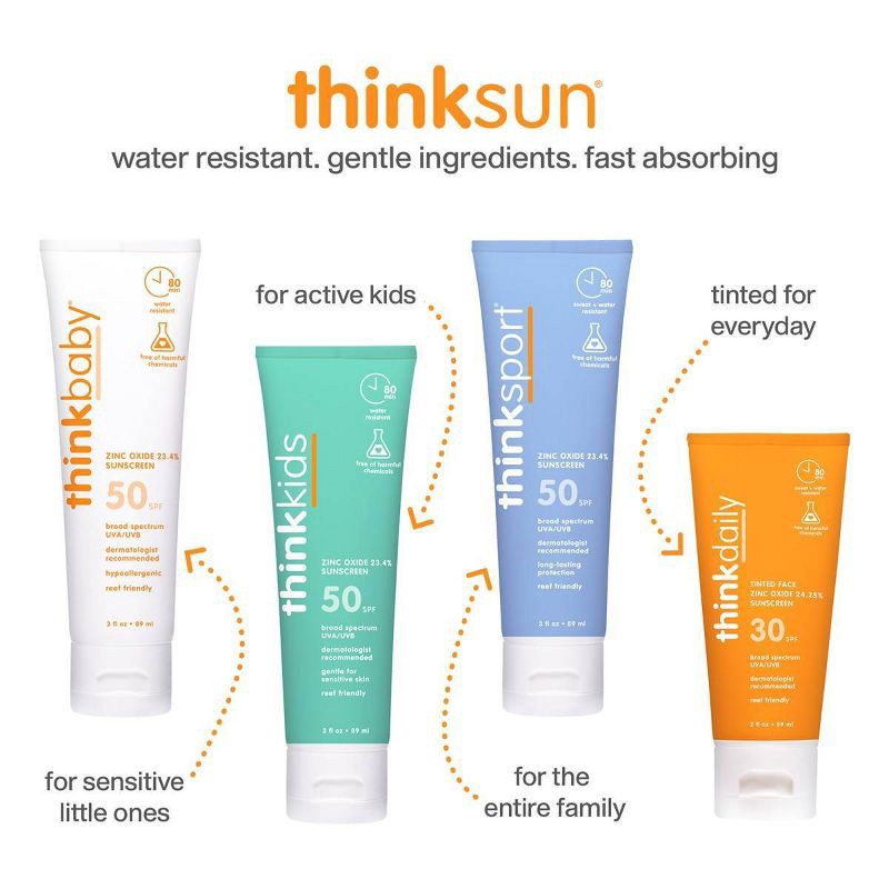 slide 7 of 8, thinkbaby Mineral Sunscreen Lotion SPF 50 - 3 fl oz, 0 x 3 fl oz