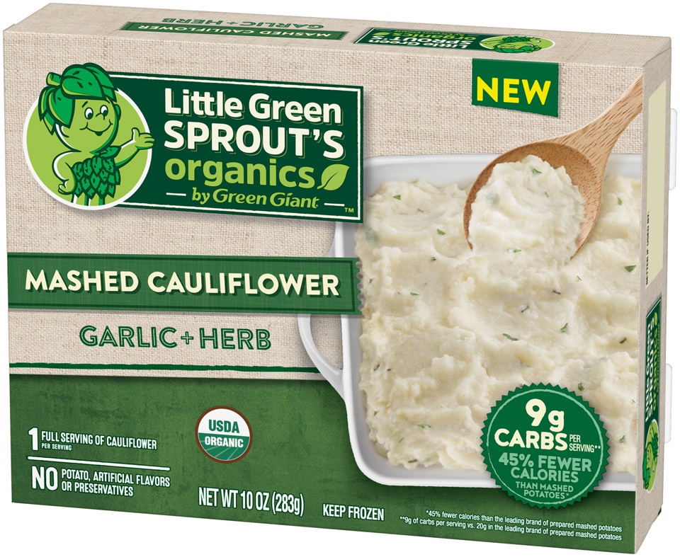 slide 3 of 8, Little Green Sprout's Organics Garlic & Herb Mashed Cauliflower, 10 oz