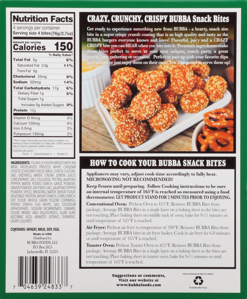 slide 5 of 9, bubba Cheesy Chicken Jalapeño Snack Bites 10.5oz, 16 ct