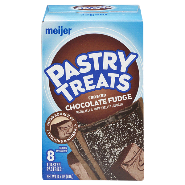 slide 1 of 1, Meijer Frosted Chocolate Fudge Pastry Treat, 8 ct; 14.7 oz
