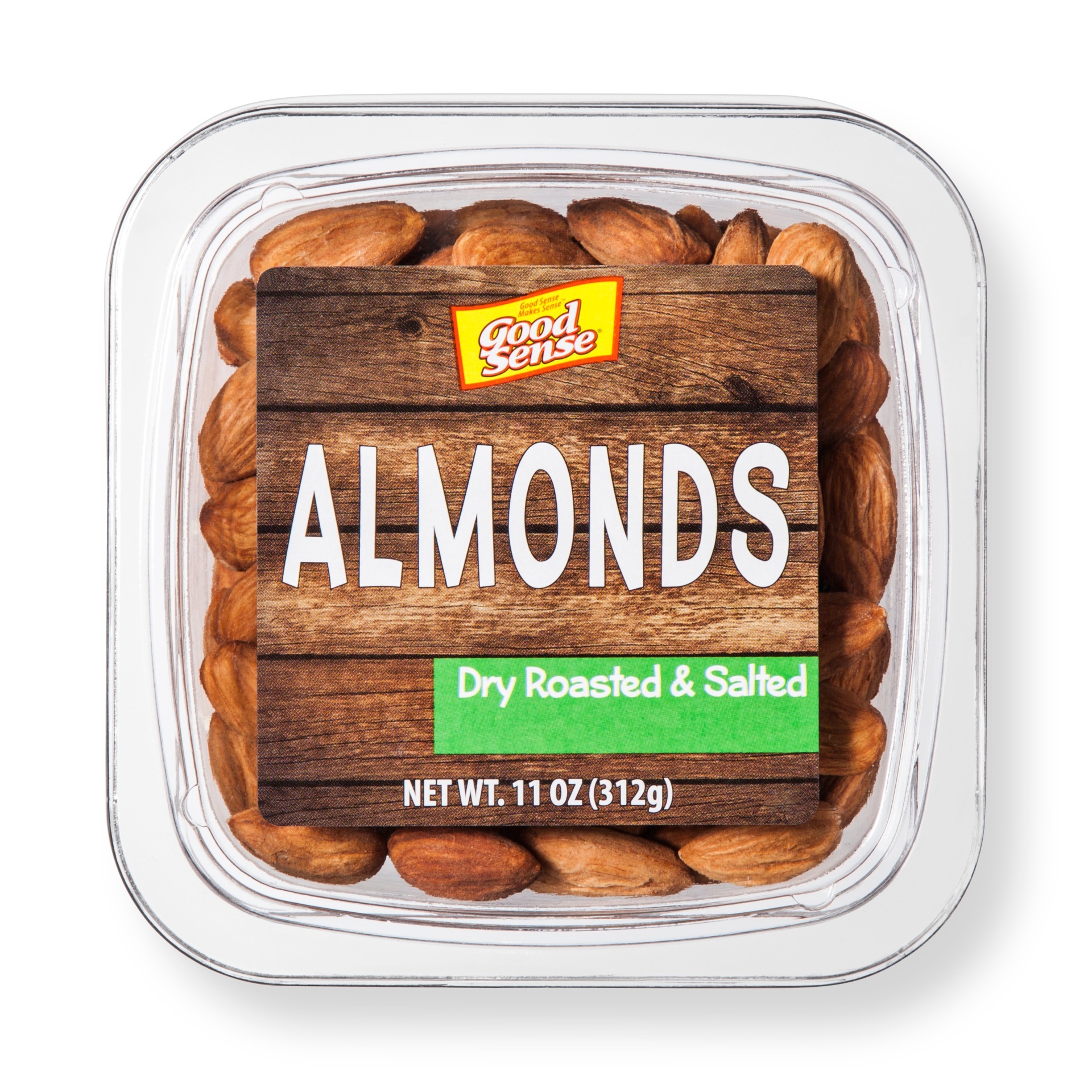 slide 1 of 4, Good Sense Dry Roasted Salted Almonds, 11 oz