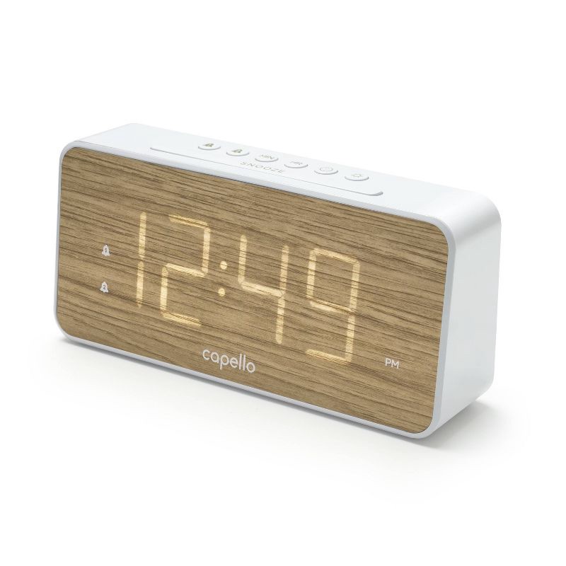 slide 2 of 3, Extra Large Display Digital Alarm Clock White/Pine - Capello, 1 ct