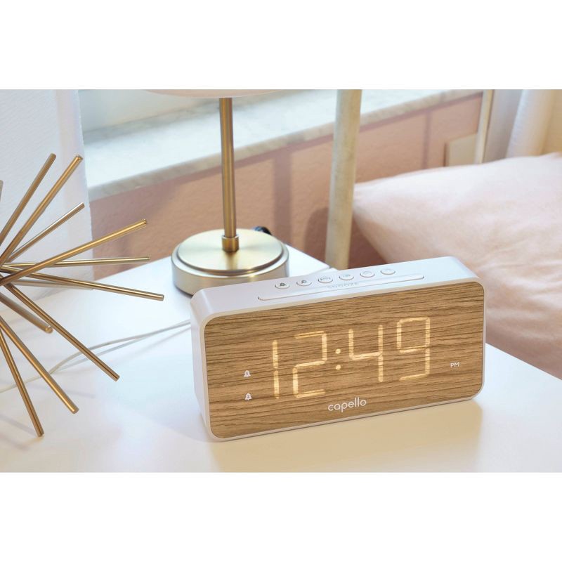 slide 3 of 3, Extra Large Display Digital Alarm Clock White/Pine - Capello, 1 ct