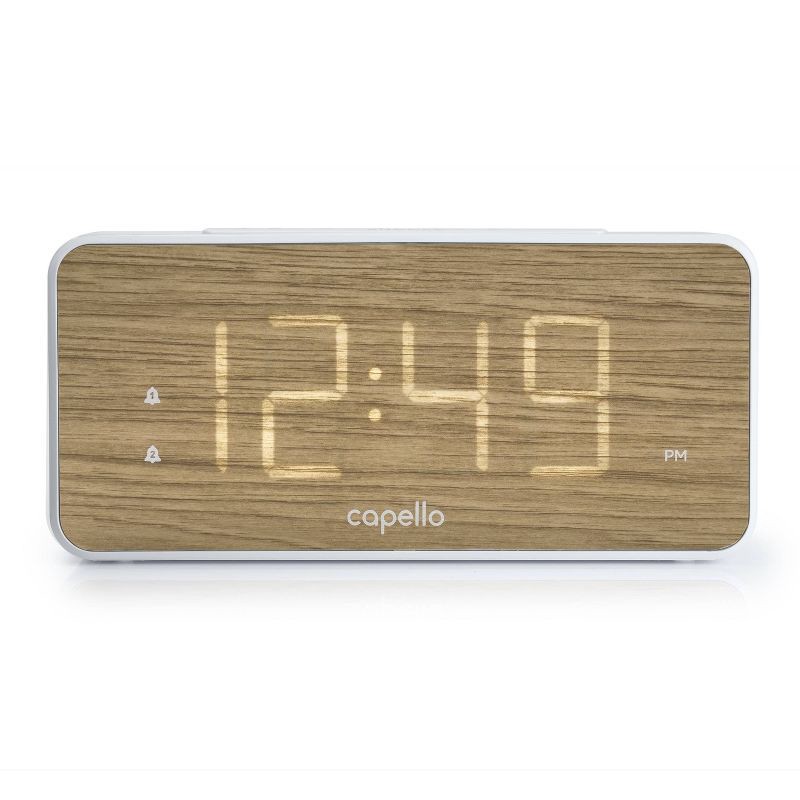 slide 1 of 3, Extra Large Display Digital Alarm Clock White/Pine - Capello, 1 ct
