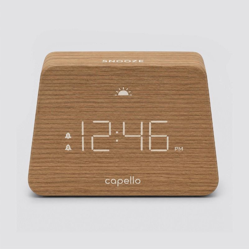 slide 1 of 6, Digital Mantle Alarm Clock Lark Finish - Capello: Contemporary LED Table Clock with Dual Alarms & Adjustable Dimmer, 1 ct
