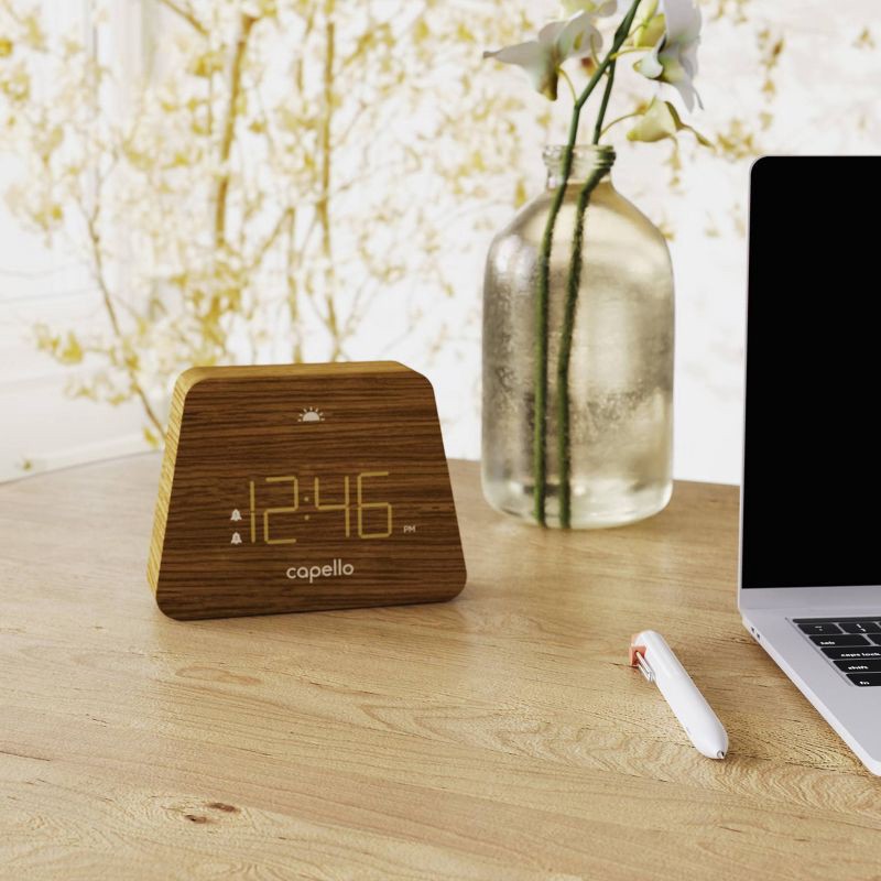 slide 1 of 4, Digital Mantle Alarm Clock Lark Finish - Capello: Contemporary LED Table Clock with Dual Alarms & Adjustable Dimmer, 1 ct