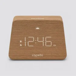 Digital Mantle Alarm Clock Lark Finish - Capello: Contemporary LED Table Clock with Dual Alarms & Adjustable Dimmer
