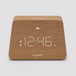 Digital Mantle Alarm Clock Lark Finish - Capello: Contemporary LED Table Clock with Dual Alarms & Adjustable Dimmer