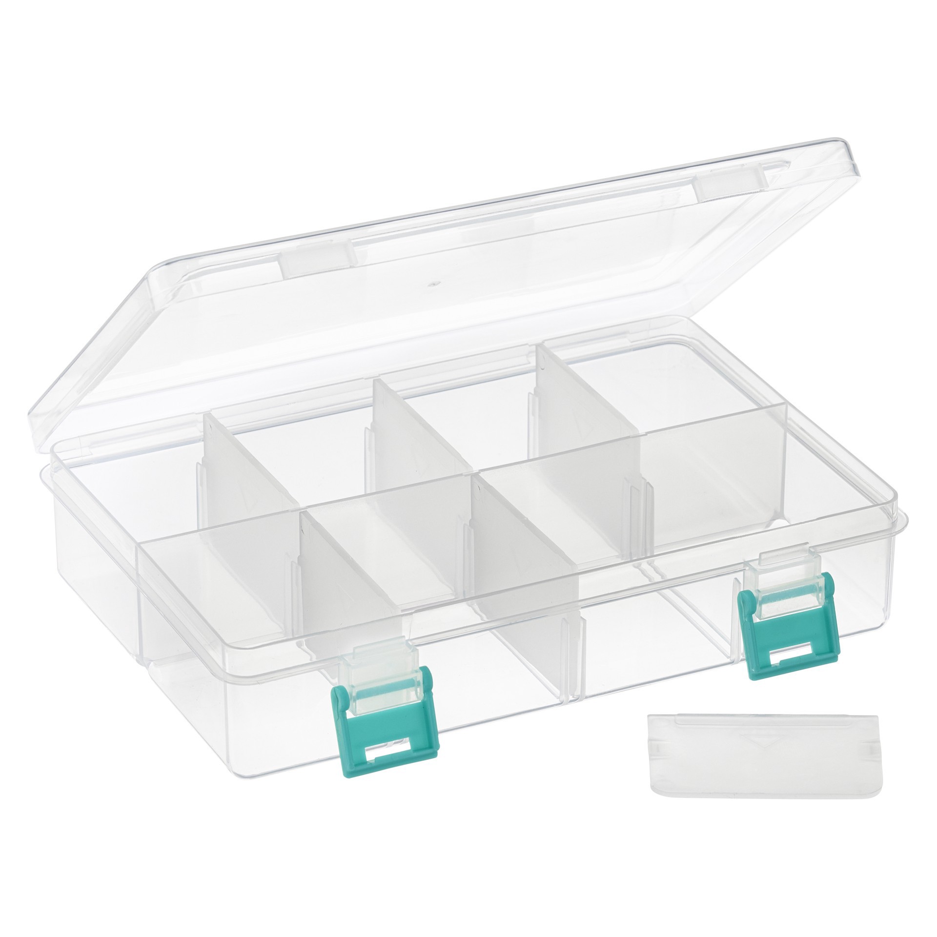 slide 3 of 3, Clear & Turquoise 8-Compartment Storage Box By Bead Landing, 7.87 in x 5.63 in x 1.8 in
