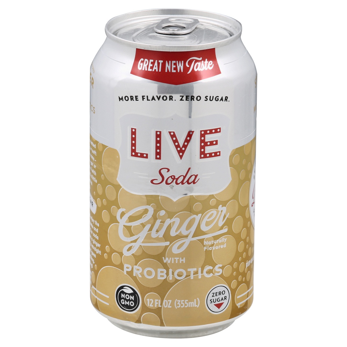 slide 1 of 1, LIVE Soda Ginger with Probiotics Zero Sugar - 6 ct; 12 fl oz, 6 ct; 12 fl oz