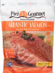 Pier 33 Gourmet Ocean Raised Skin-On Portions Boneless Atlantic Salmon 1.5 lb