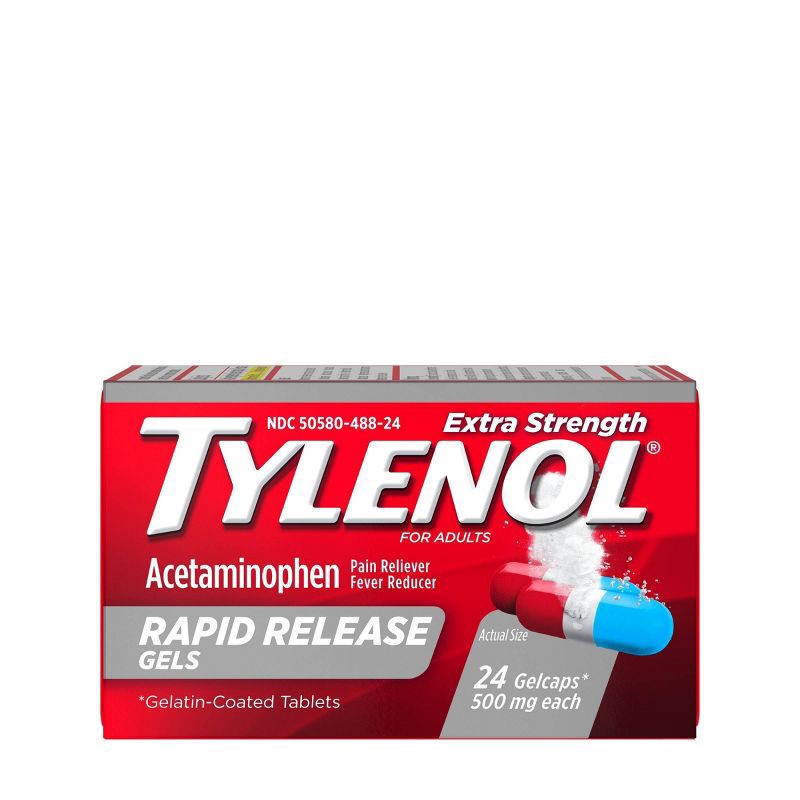 slide 2 of 11, Tylenol Extra Strength Rapid Release Pain Reliever & Fever Reducer Gelcaps - Acetaminophen - 24ct, 24 ct