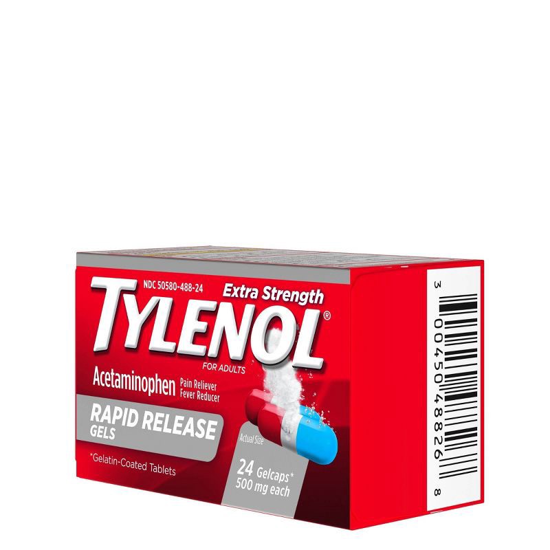 slide 7 of 11, Tylenol Extra Strength Rapid Release Pain Reliever & Fever Reducer Gelcaps - Acetaminophen - 24ct, 24 ct