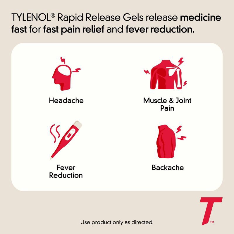 slide 5 of 10, Tylenol Extra Strength Rapid Release Pain Reliever & Fever Reducer Gelcaps - Acetaminophen - 100ct, 100 ct