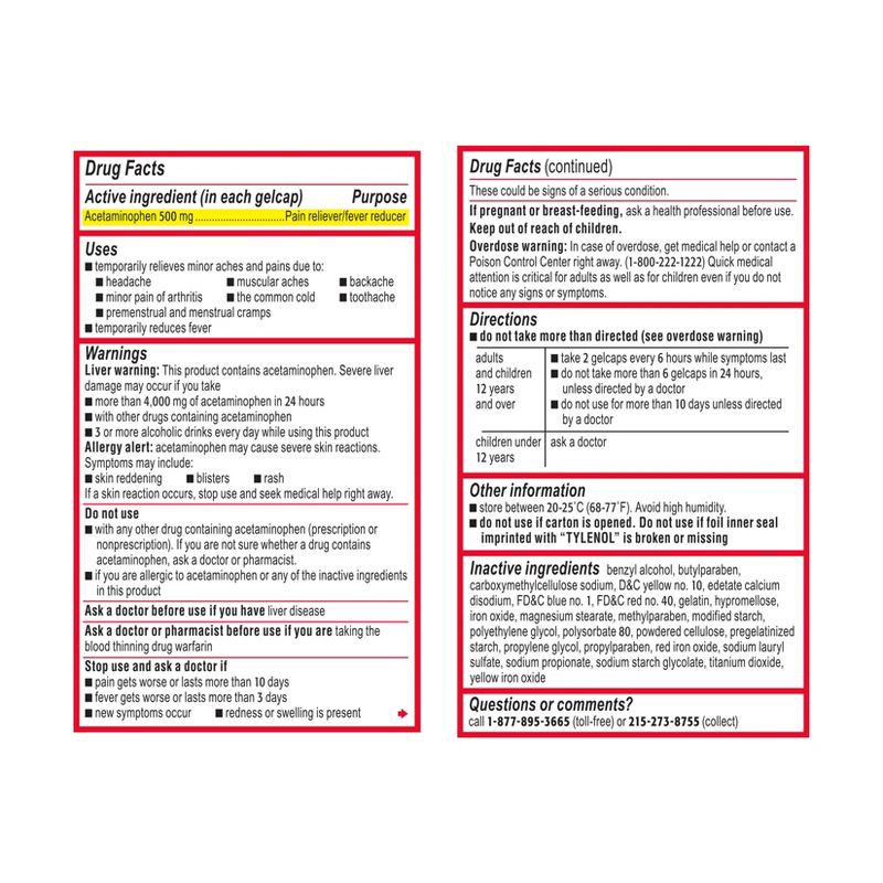 slide 8 of 10, Tylenol Extra Strength Rapid Release Pain Reliever & Fever Reducer Gelcaps - Acetaminophen - 100ct, 100 ct