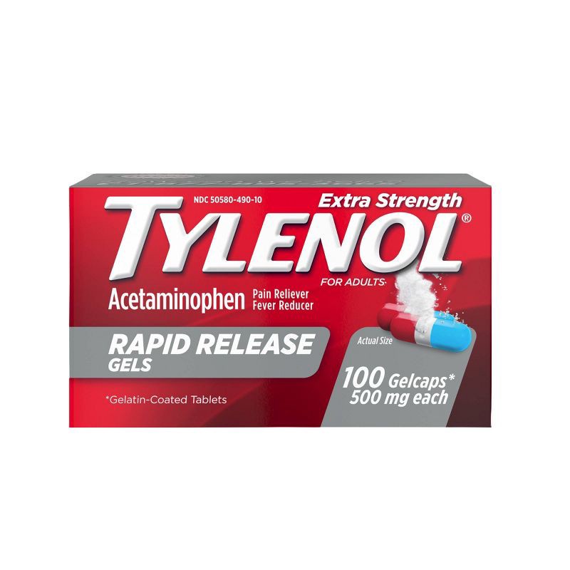 slide 1 of 10, Tylenol Extra Strength Rapid Release Pain Reliever & Fever Reducer Gelcaps - Acetaminophen - 100ct, 100 ct
