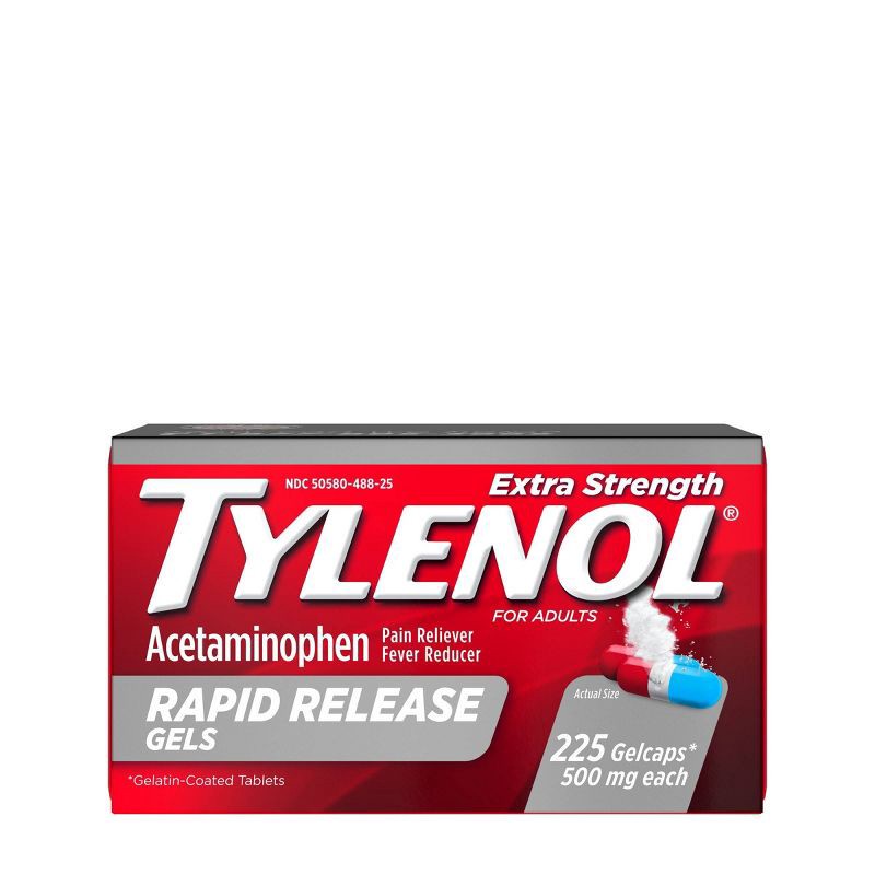 slide 2 of 7, Tylenol Extra Strength Rapid Release Pain Reliever & Fever Reducer Gelcaps - Acetaminophen - 225ct, 225 ct