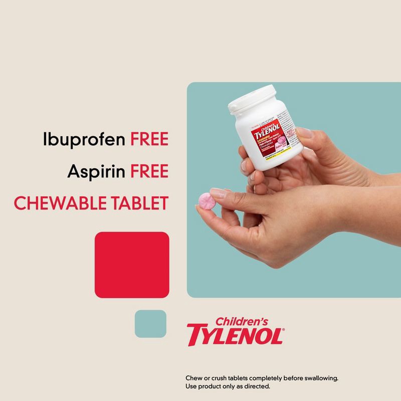 slide 4 of 10, Children's Tylenol Pain + Fever Relief Chewables - Acetaminophen - Bubble Gum - 24ct, 24 ct