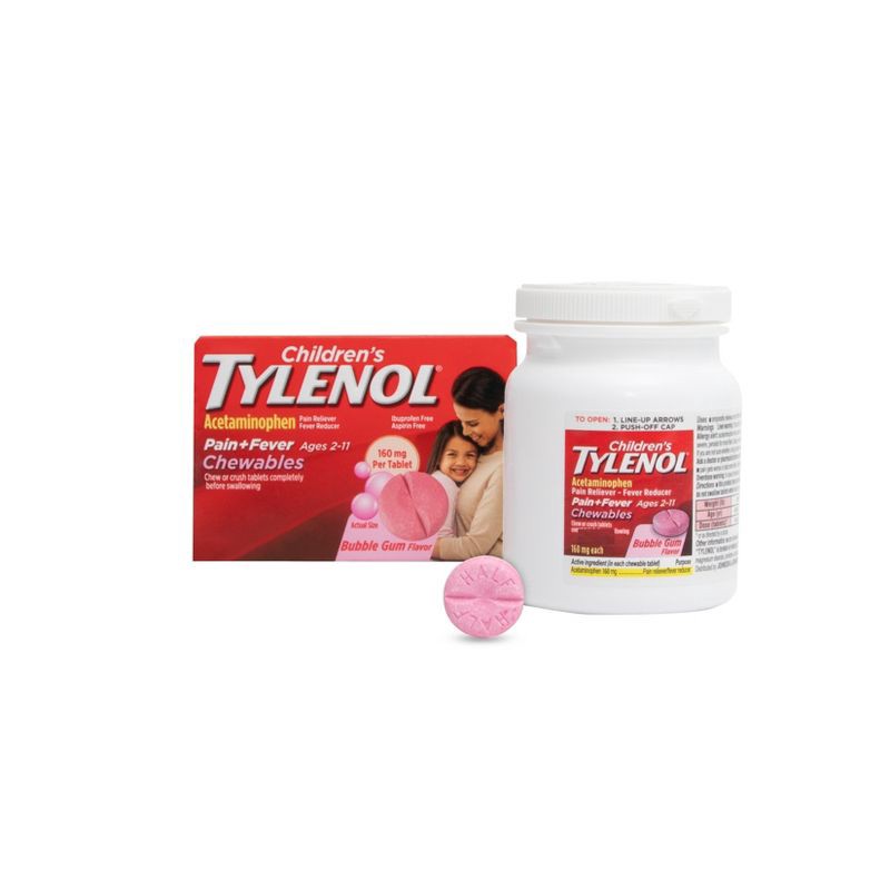 slide 8 of 10, Children's Tylenol Pain + Fever Relief Chewables - Acetaminophen - Bubble Gum - 24ct, 24 ct