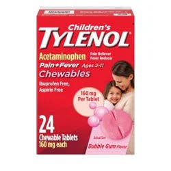 Children's Tylenol Pain + Fever Relief Chewables - Acetaminophen - Bubble Gum - 24ct: 160mg Strength