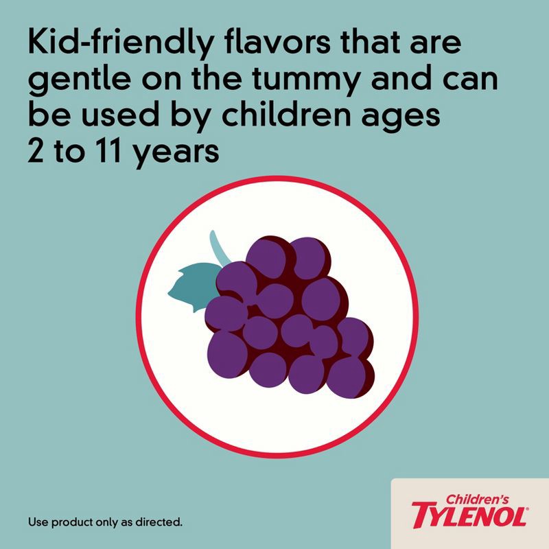 slide 6 of 11, Children's Tylenol Pain + Fever Relief Chewables - Acetaminophen - Grape - 24ct, 24 ct